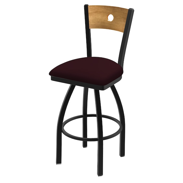 25" Swivel Counter Stool, Black Wrinkle, Med Back, Canter Bordeaux Seat